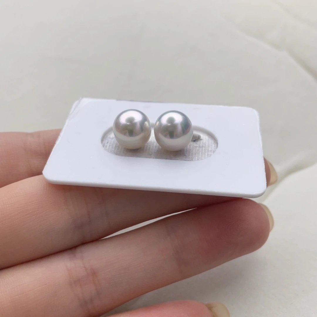 y***y耳饰海水珍珠未镶嵌极光镜面澳白对珠