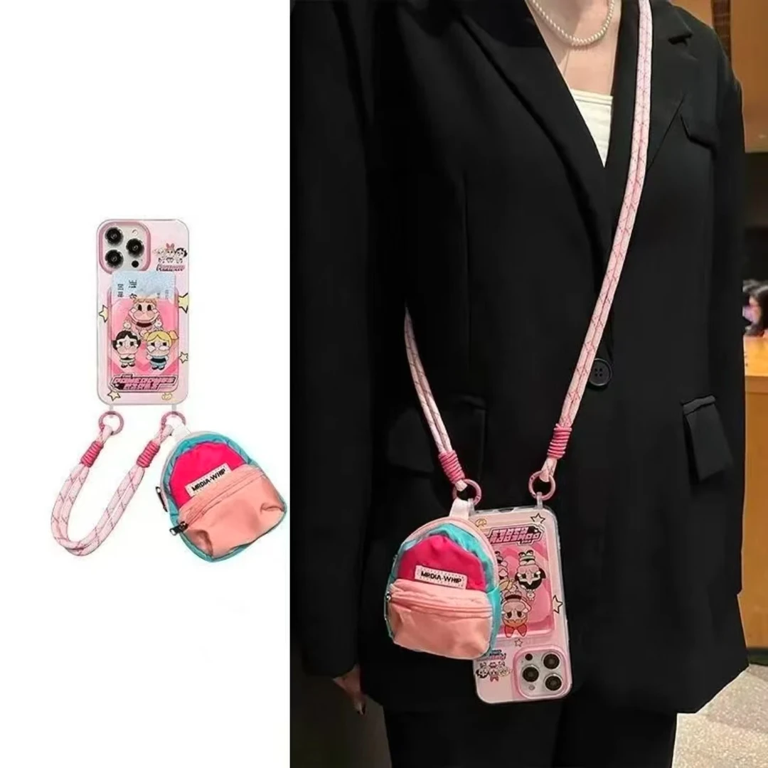 飞天小女警挂绳孔卡包适用苹果16华为MATE70荣耀VIVO小米15OPPO