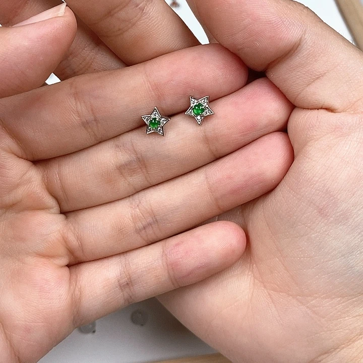 银S925镶嵌翡翠耳饰