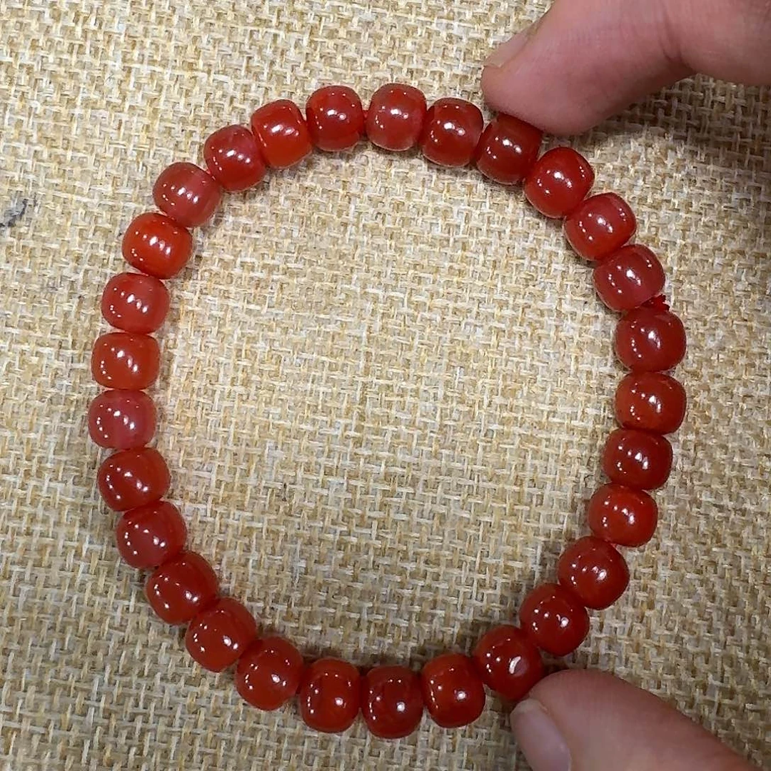南红玛瑙未镶嵌手链手串原矿南红玫瑰锦7大加老型