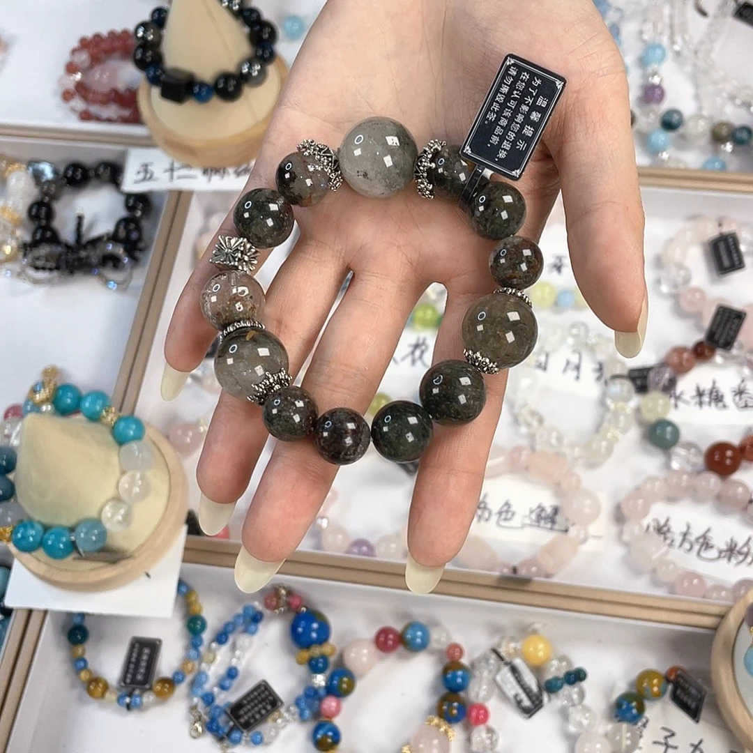 水晶手链银S925镀金镶嵌