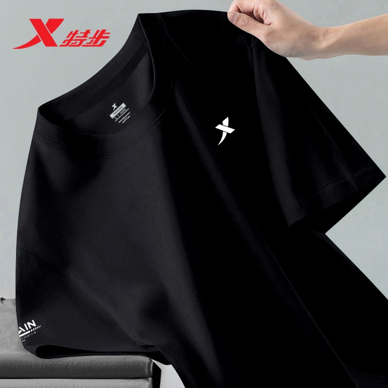 特步运动T恤男2025夏季新款体育田径跑步速干半袖薄款健身短T短袖
