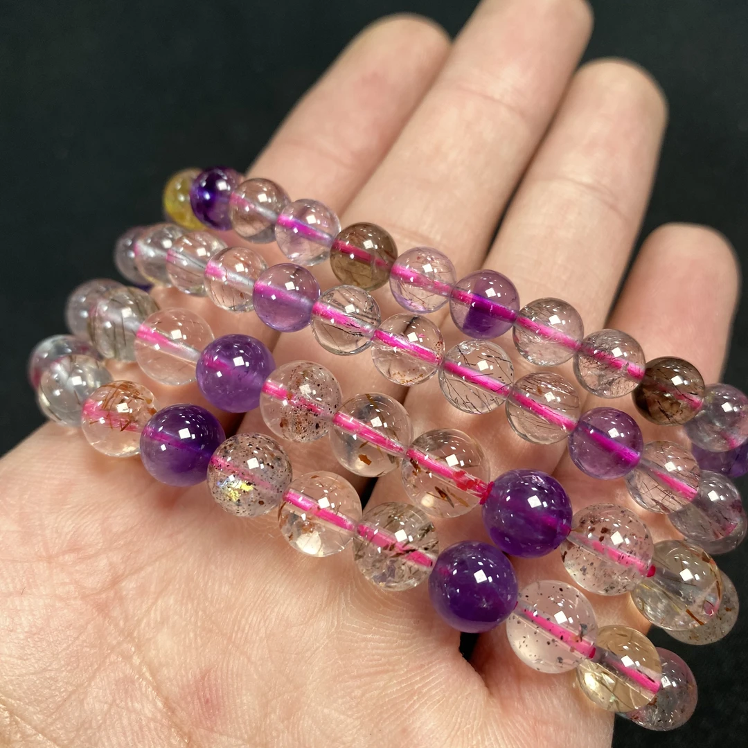 B22 天然超七手链7-10mm+多样性发一