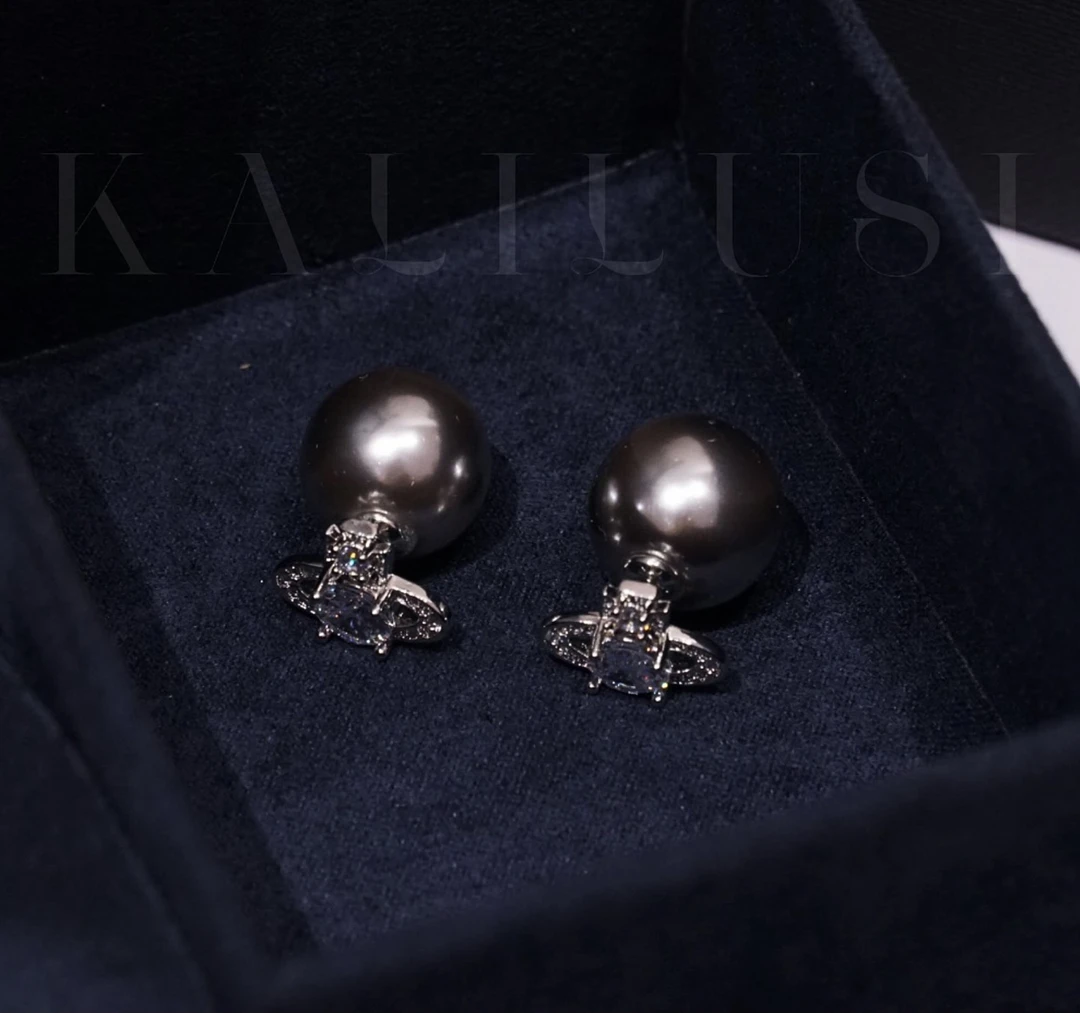 铜合金仿珍珠耳饰 517灰色轻奢百搭耳钉