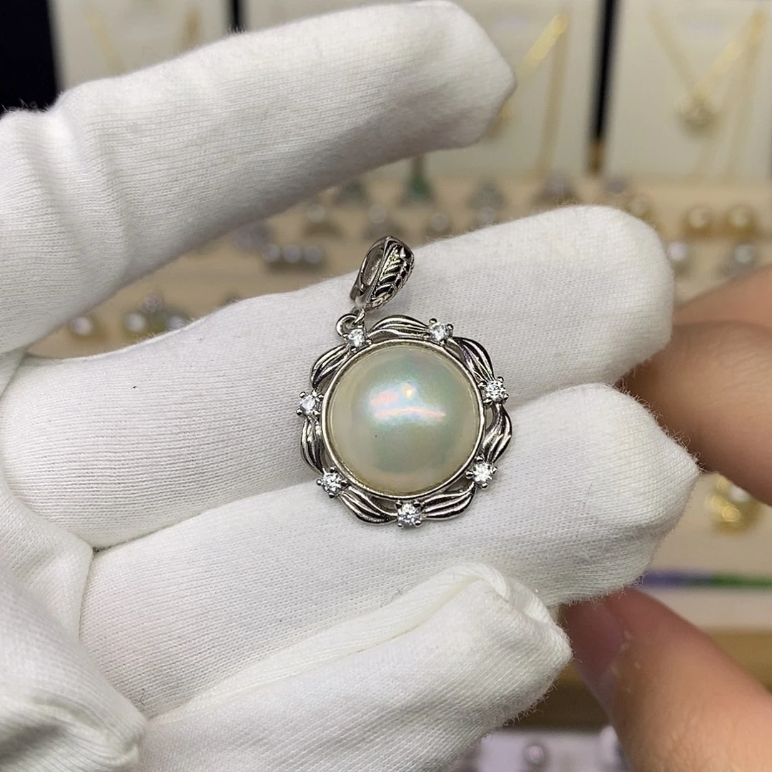 拼合珍珠（马贝珠）银S925镶嵌颈饰