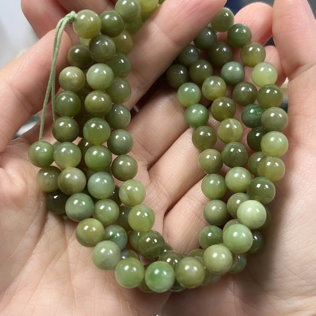 和田玉未镶嵌手串卡8圆珠108+5货头