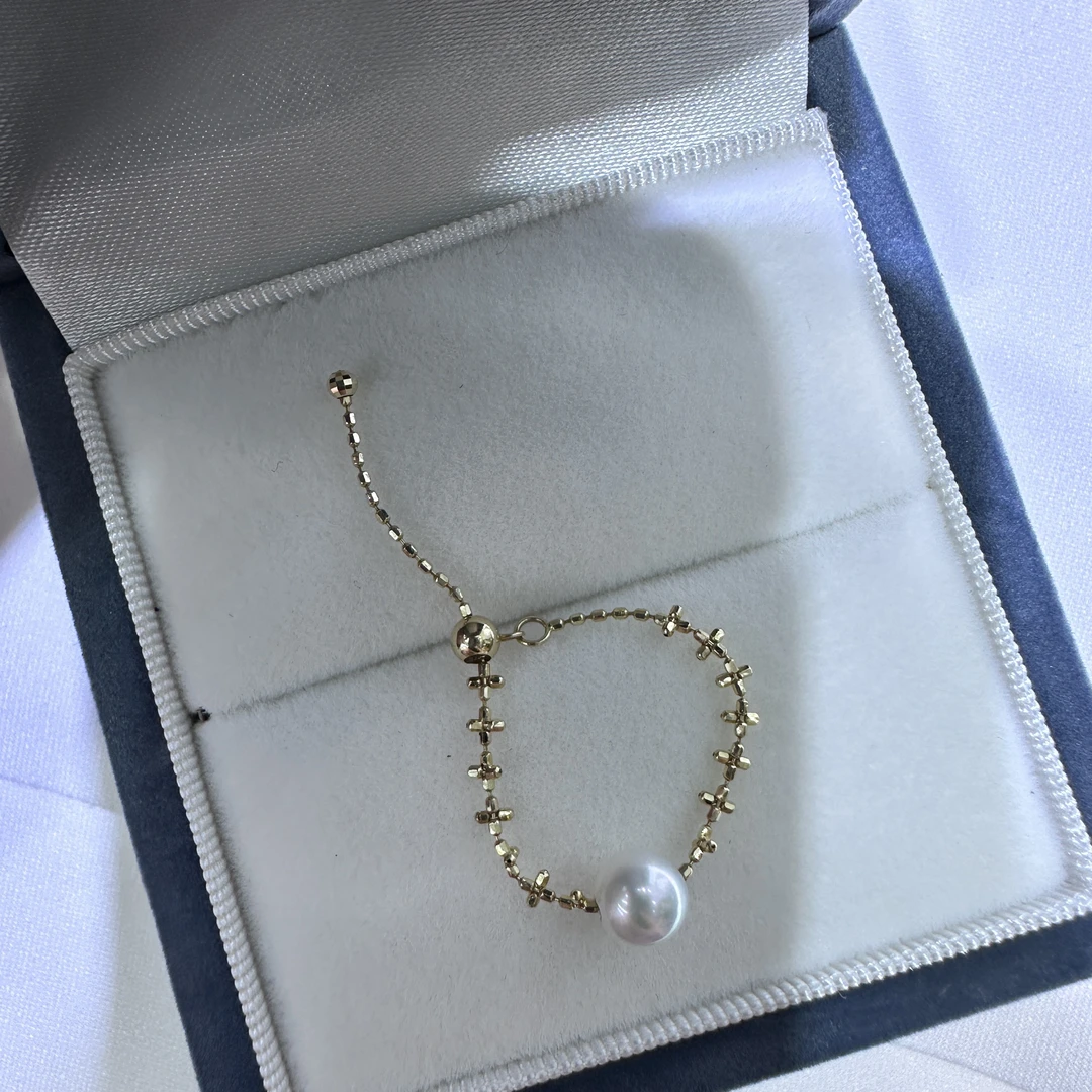 18K金仙女链戒指 海水珍珠5-6mm