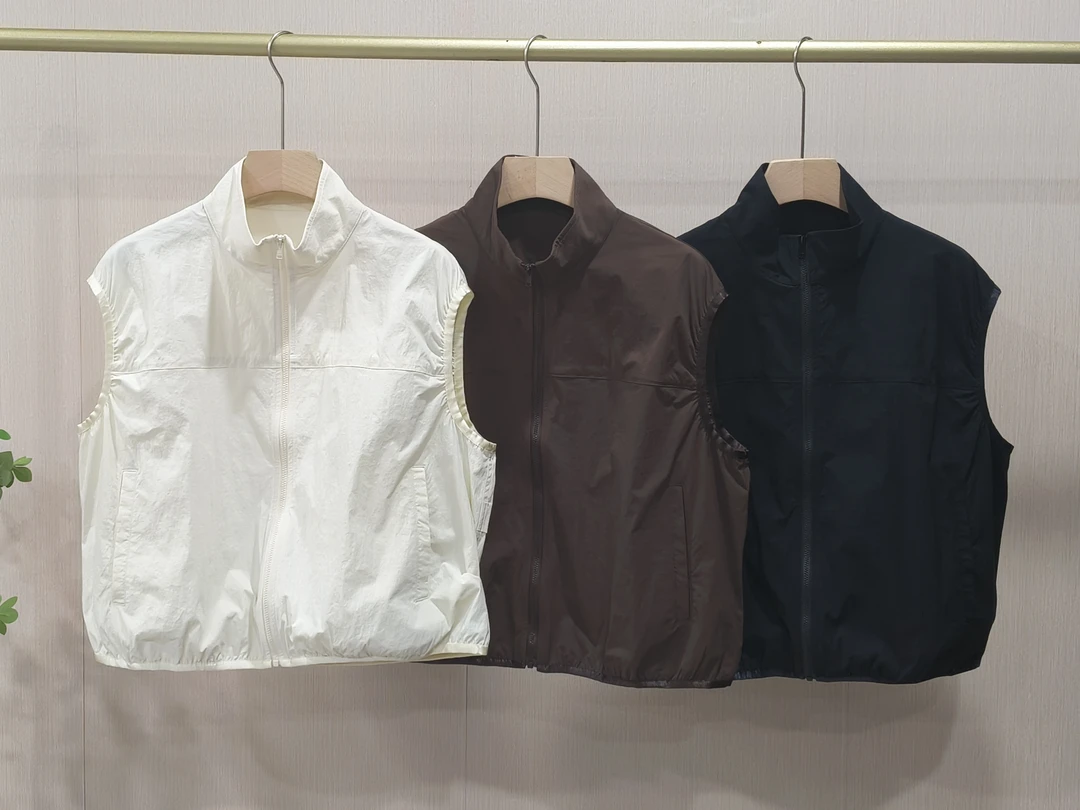 【Hua】558春夏新款百搭休闲户外立领拉链简约纯色无袖马甲