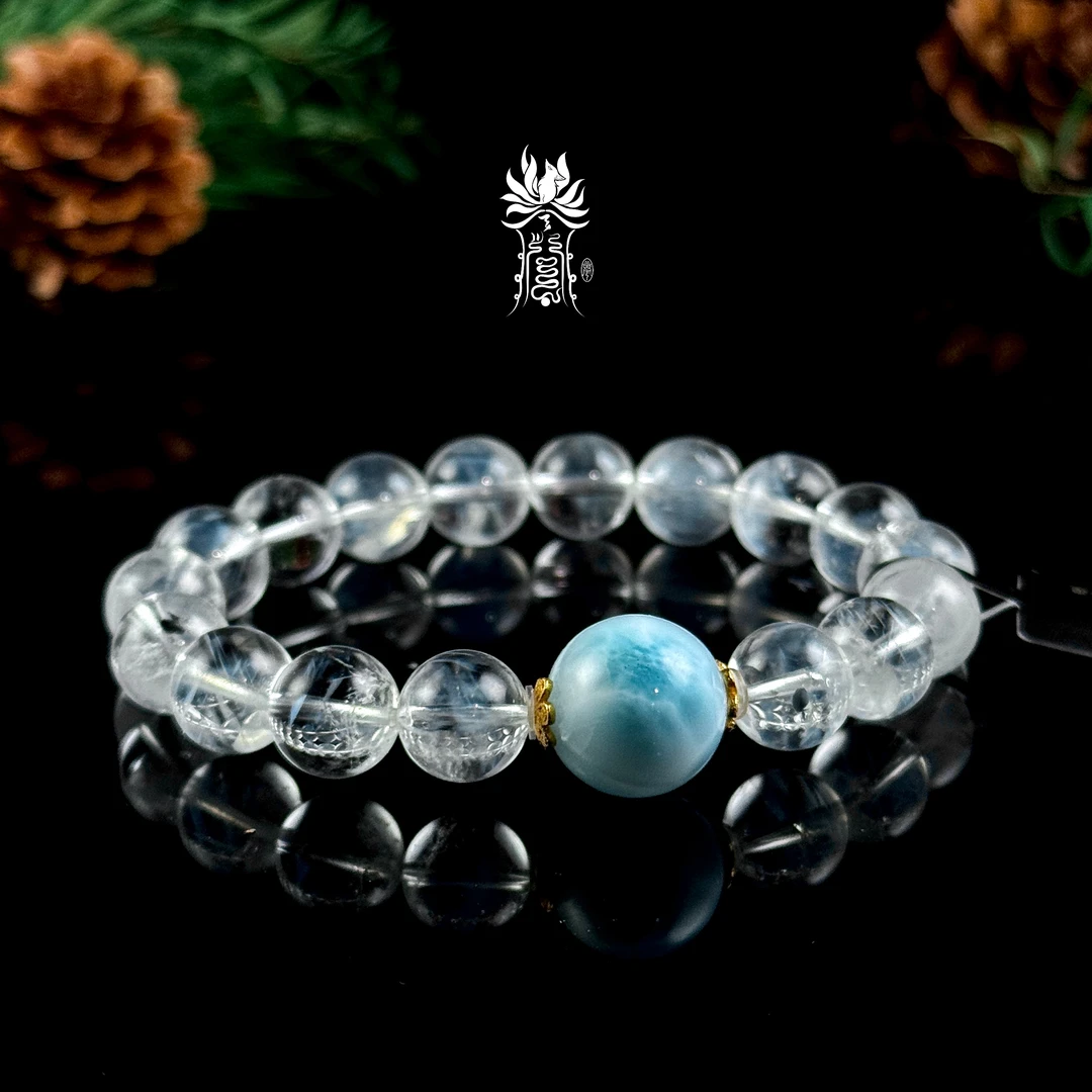 E2663E「净·美」海纹石 蓝针 水晶手串