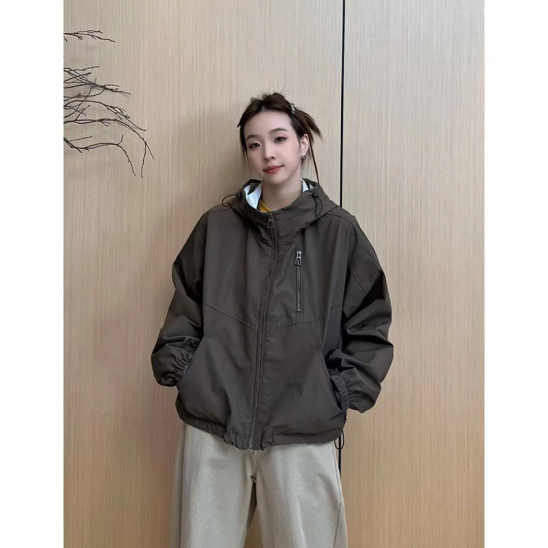 小静静一会【拉链口袋连帽外套】2025早秋新款简约上衣 2509C5137