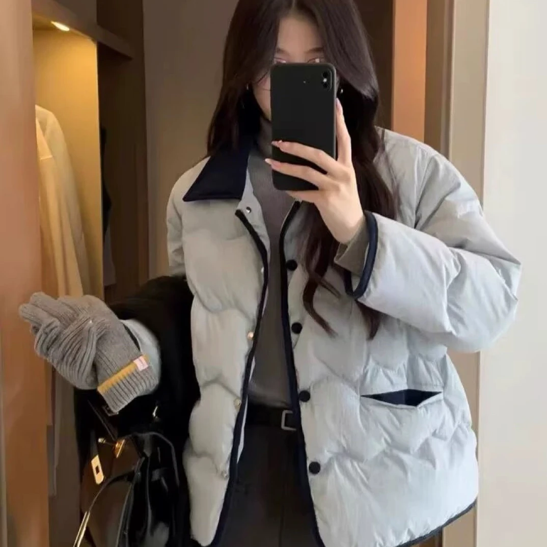 质感无敌白鸭绒短蓝色羽绒服女2025年冬季新款高级感超好看白鸭绒