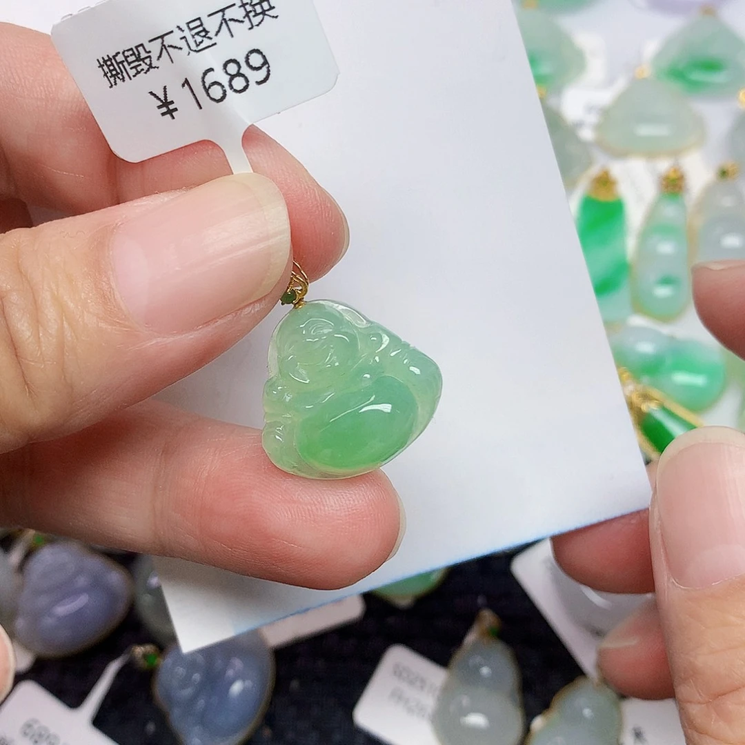 翡翠18K金镶嵌颈饰357889