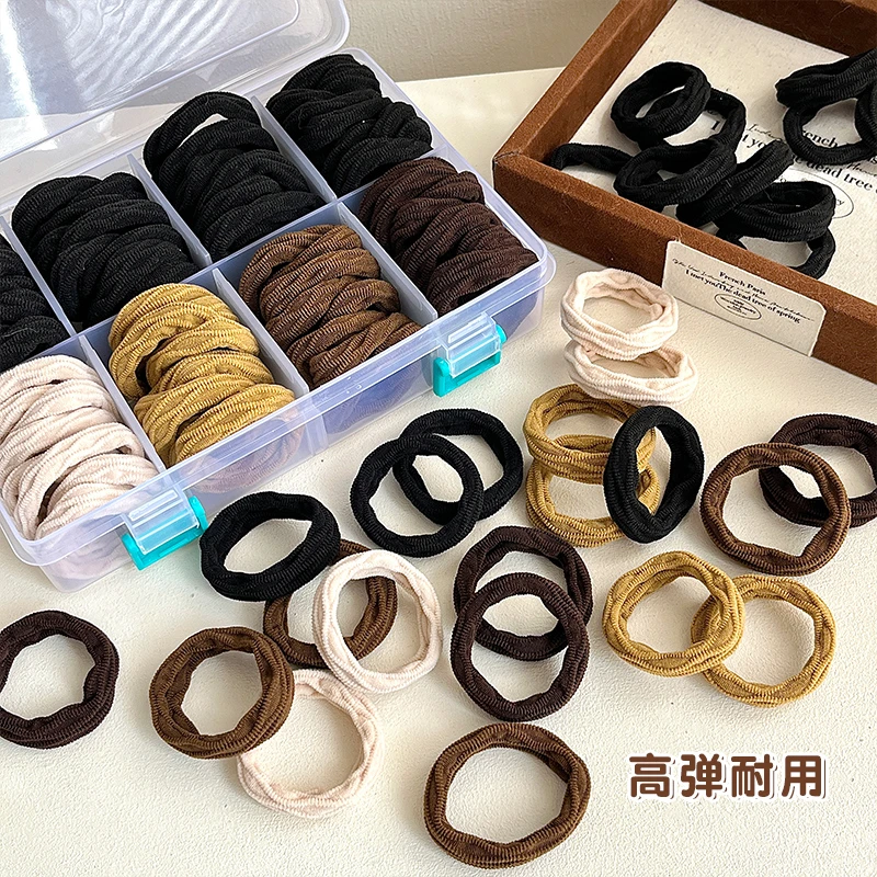 韩版加粗无缝发圈高弹力耐用无痕发绳女生简约百搭扎头发皮筋皮套