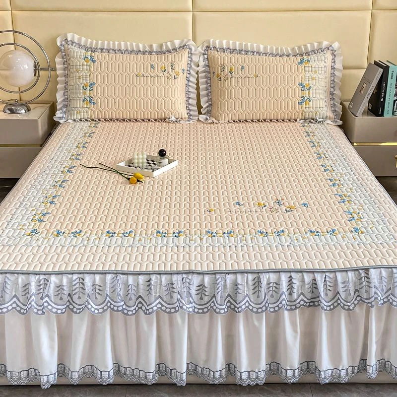 【4.3万人好评】乳胶凉席三件套冰丝凉席单双人床裙家用1.5/1.8/2.0