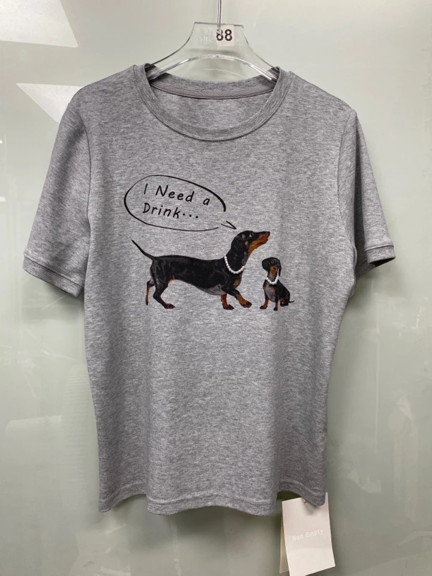 深圳南油出品TTONE大小jennie珍珠狗狗刺绣重工短袖T恤