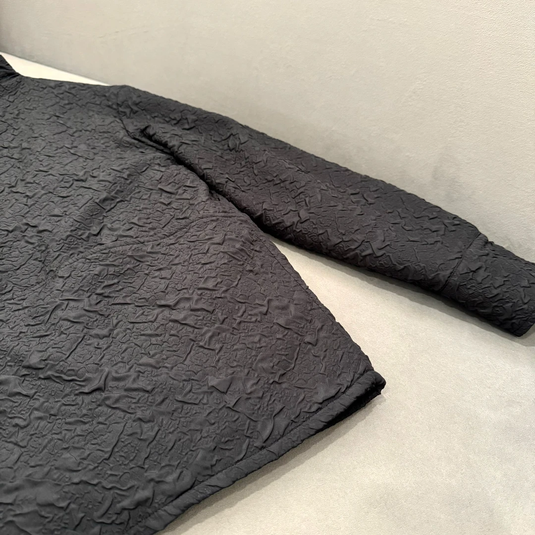 冬季简约座山雕泡泡纱肌理高级感加绒夹克男士休闲老钱风保暖外套