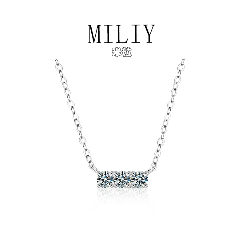 吊坠925银 【Miliy】三生石莫桑石925纯银项链轻奢简约款吊坠锁骨链