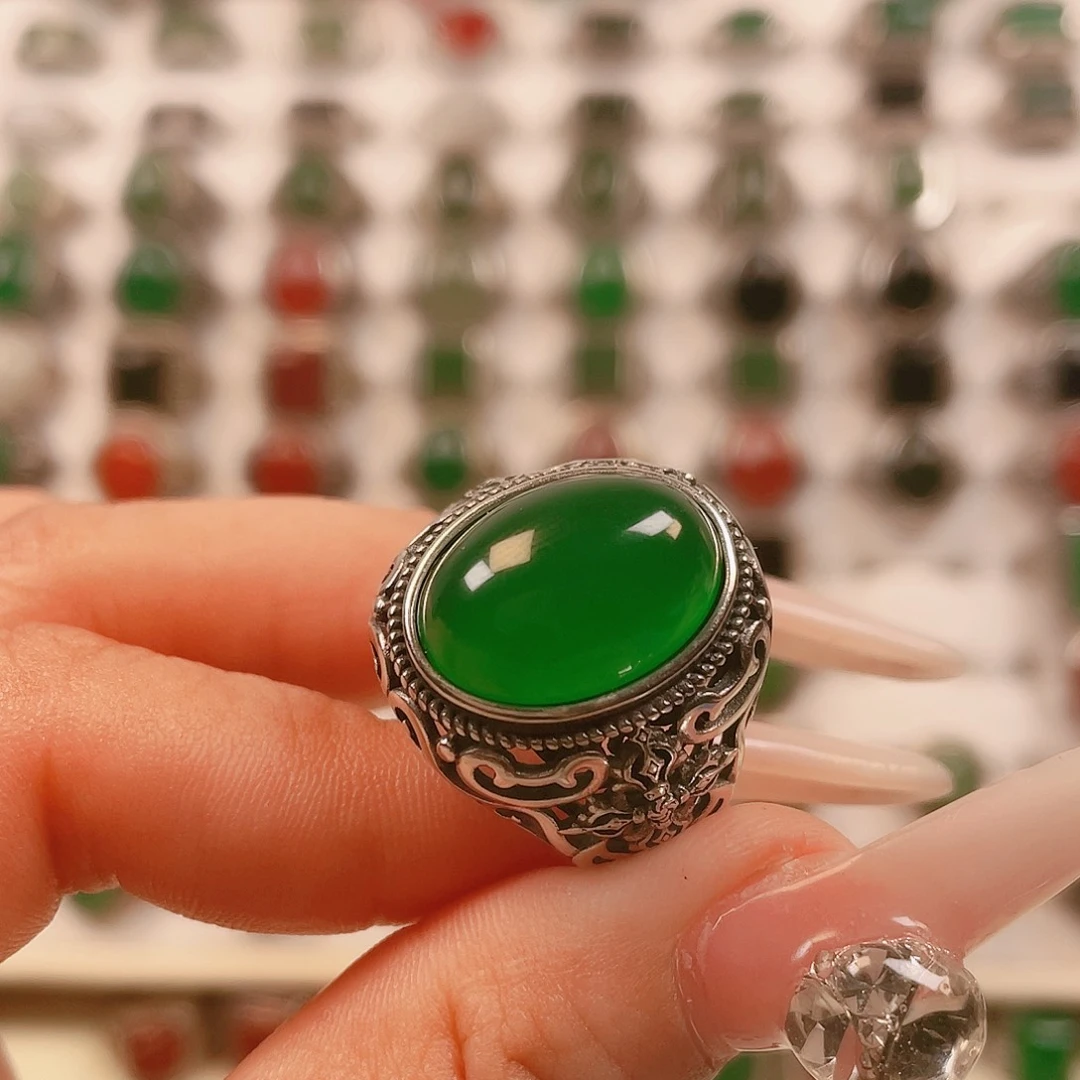 银S925镶嵌戒指玛瑙/玉髓