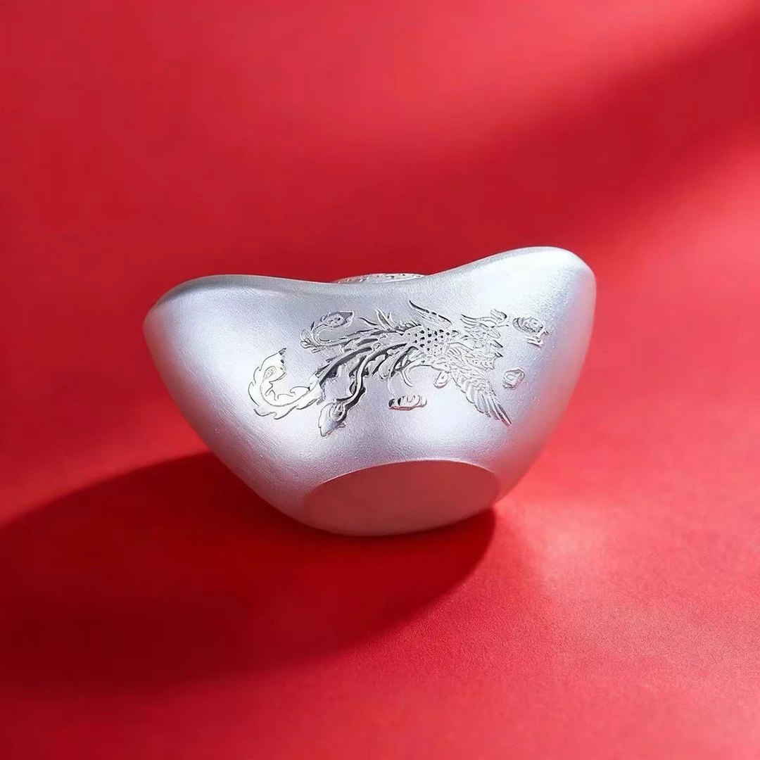 银元宝999纯银足银实心100g银锭招财福字银摆件送礼纪念品收藏品