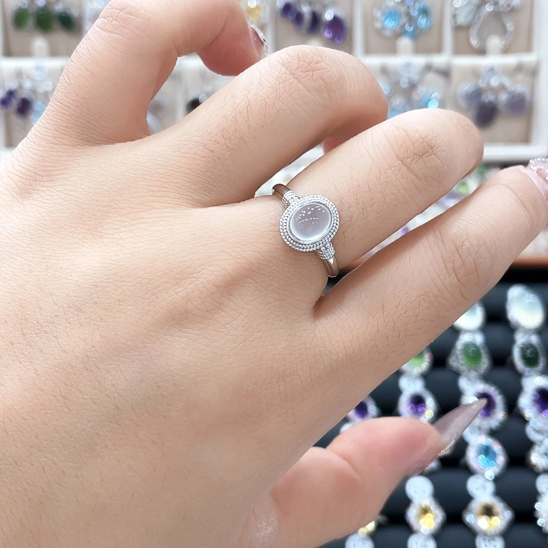 蛇纹石玉银S925镶嵌戒指