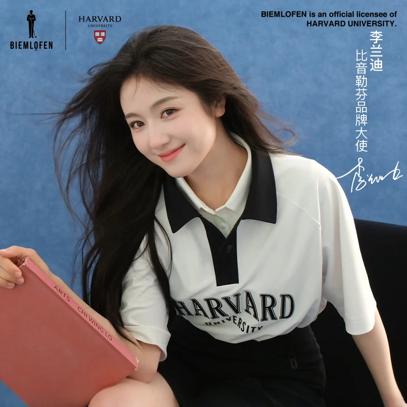 【哈佛联名】比音勒芬高尔夫2025夏新男女同款休闲运动短袖POLO衫