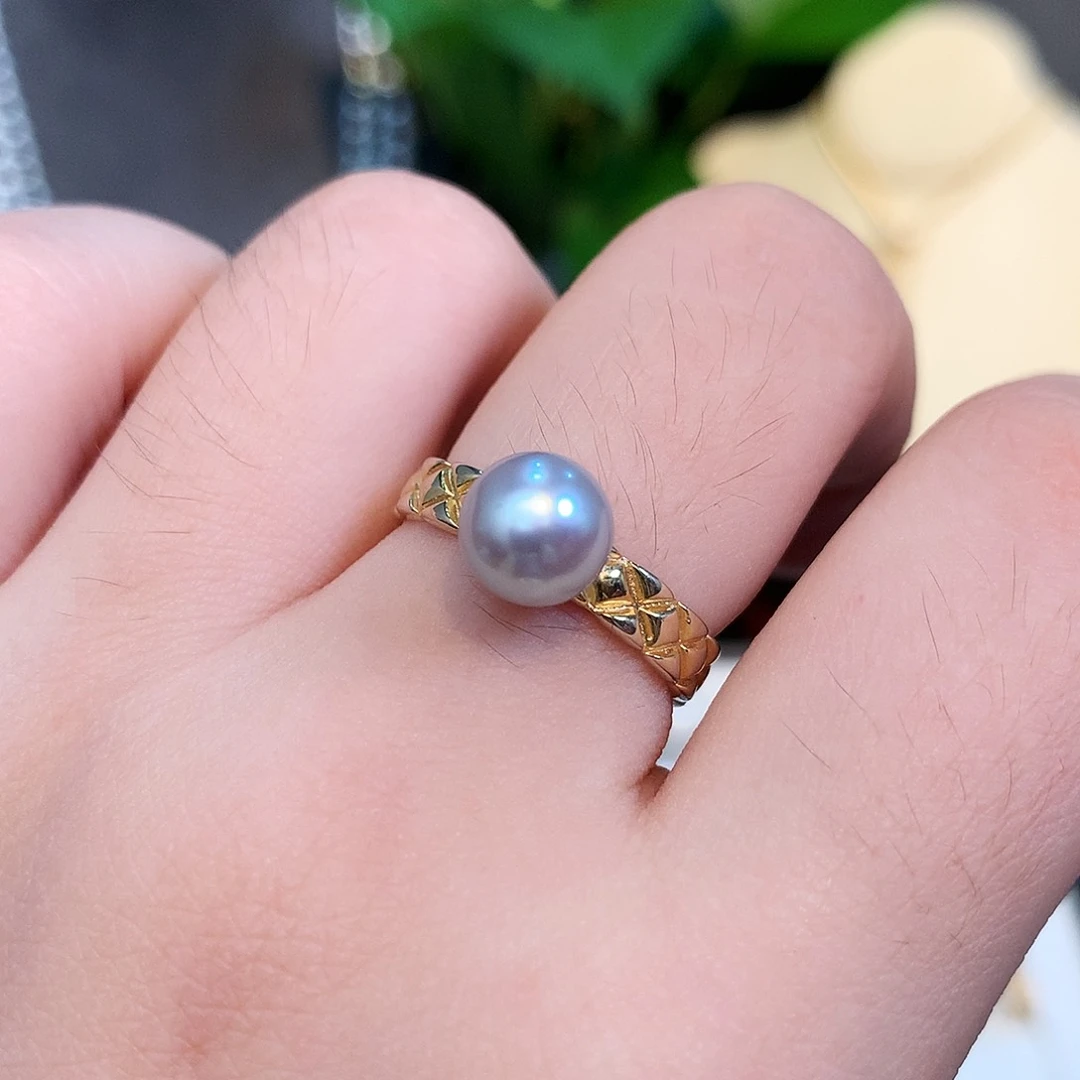 银S925镶嵌戒指海水珍珠