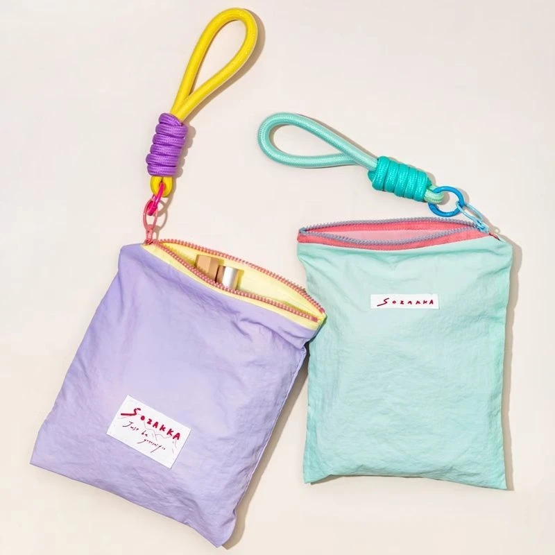 马卡龙撞色薄款包袋收纳袋收纳简约ins化妆包便携零钱小包