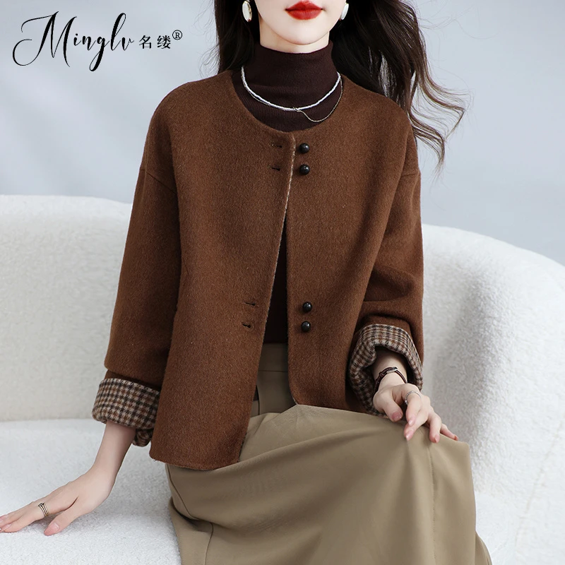 新款高端高级感大衣女短款毛呢小个子百搭显瘦休闲减龄外套秋冬