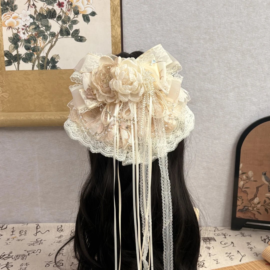 【春日序语】法式甜美风多层次古典少女风早古味洛丽塔裙摆蕾丝发夹