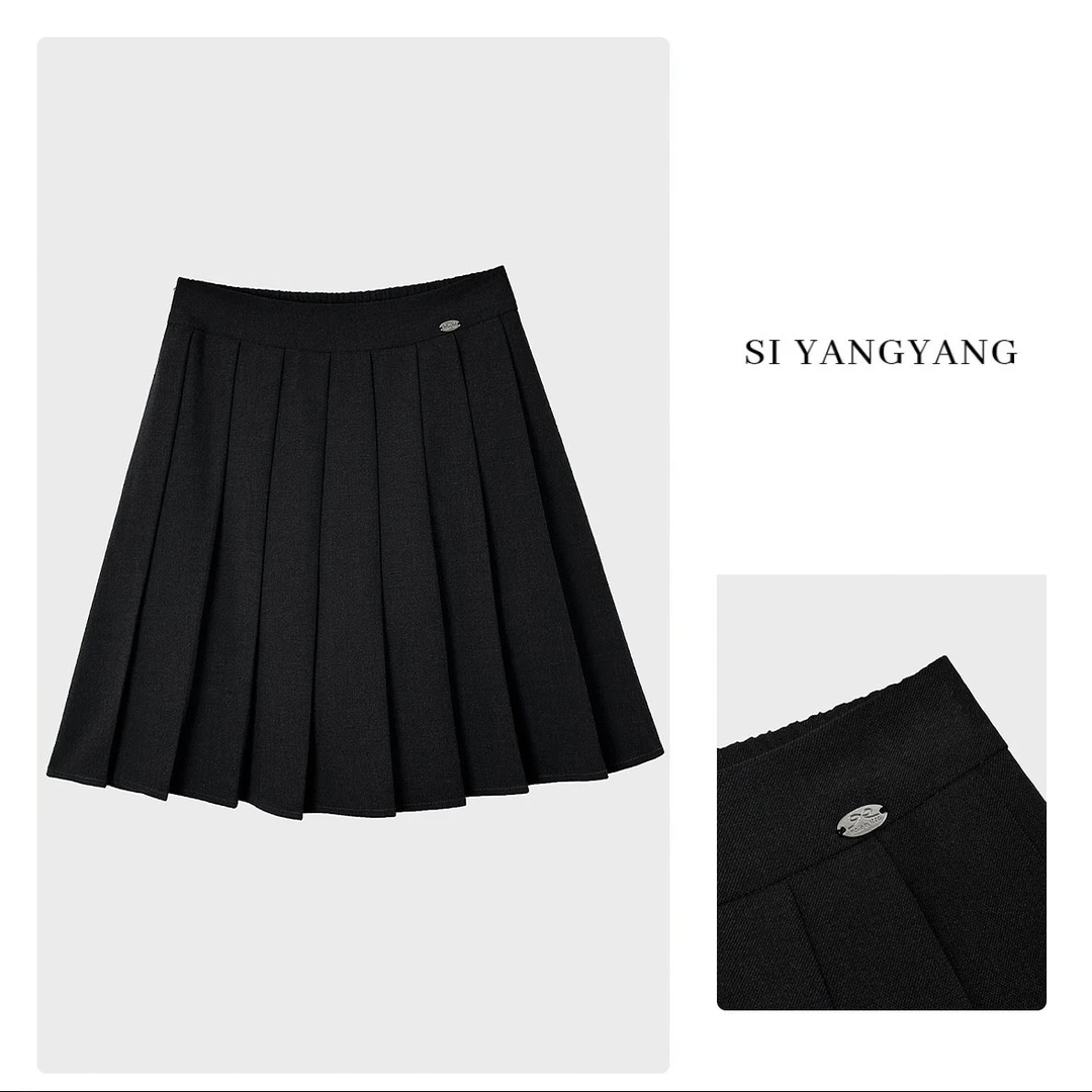 斯洋洋抗皱TR混纺悬垂感百褶设计经典气质半裙BQ502A021SYY