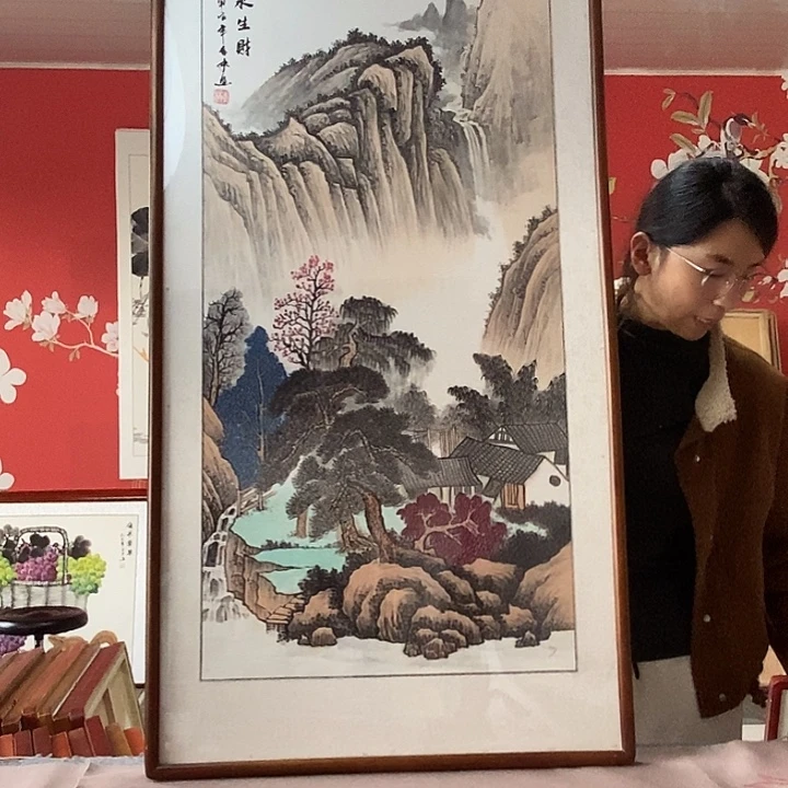 国画手写手绘带框包邮国画作品62✖️122