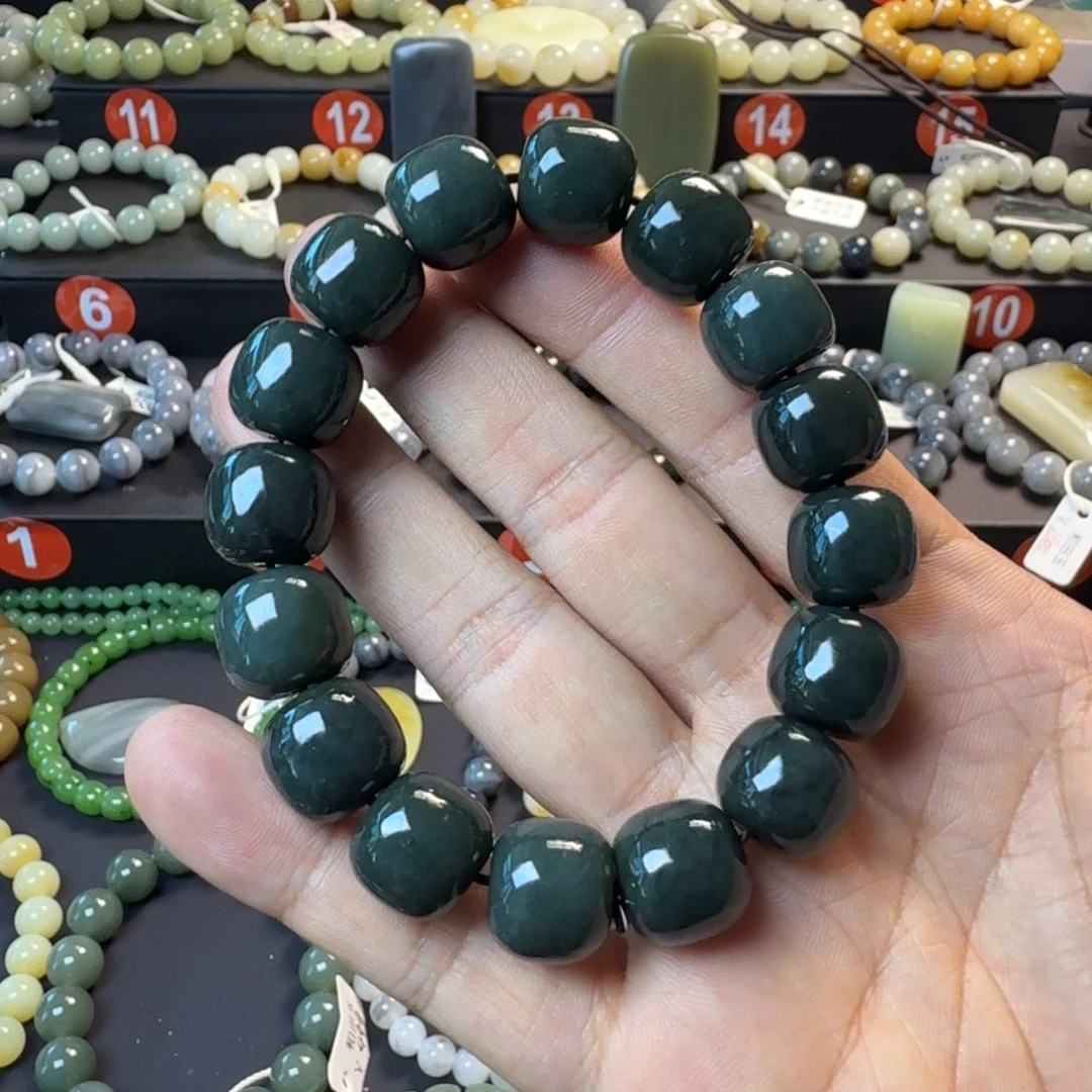 和田玉未镶嵌手链新疆叶城黑青 福利款 包容结构 油性爆油