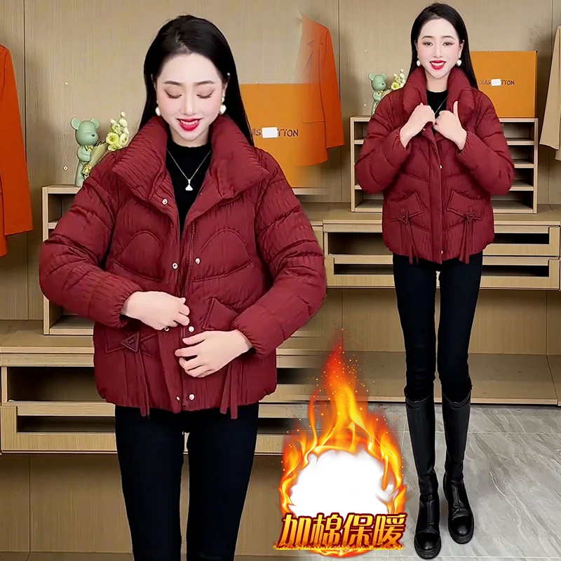 时尚保暖气质棉服女2025年冬季新款洋气宽松显瘦立领加厚短款外套