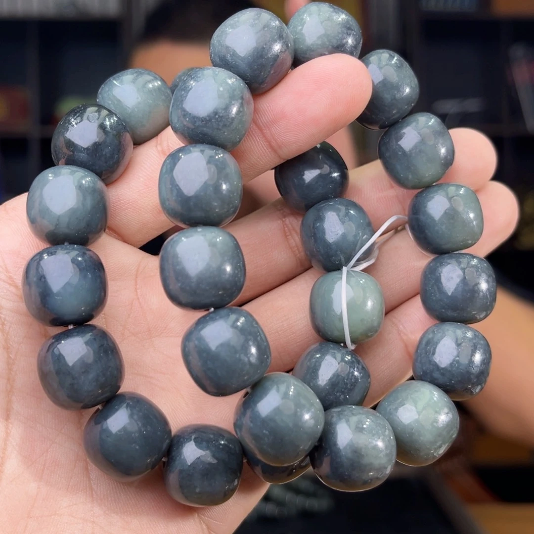 和田玉未镶嵌手串天然和田玉新疆点墨青花卡16老型多样性发其一