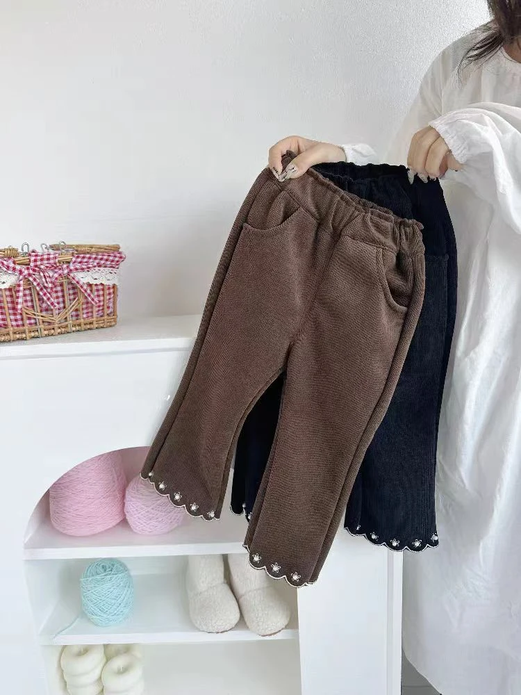 6130冬款喇叭裤新款韩版休闲加绒加厚洋气外穿保暖一体绒裤