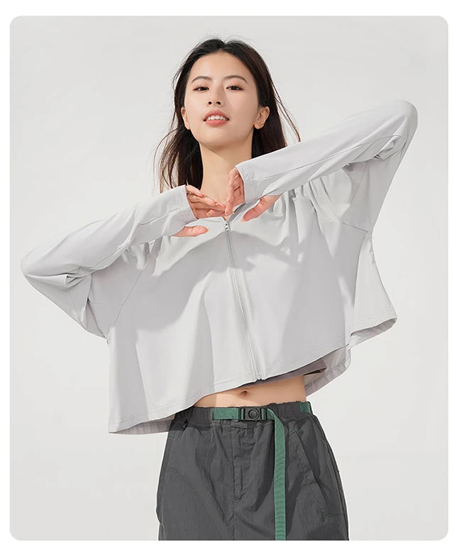 女士宽松防晒衣护手轻薄遮阳防紫外线透气防晒服骑行适用