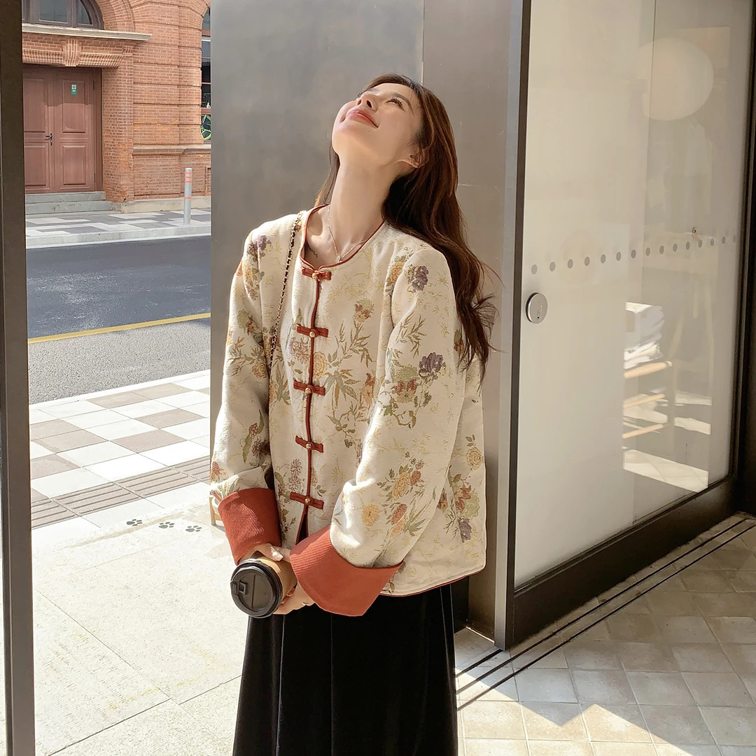 新中式国风禅意印花短外套女2025新款早秋文艺设计感温婉大方上衣