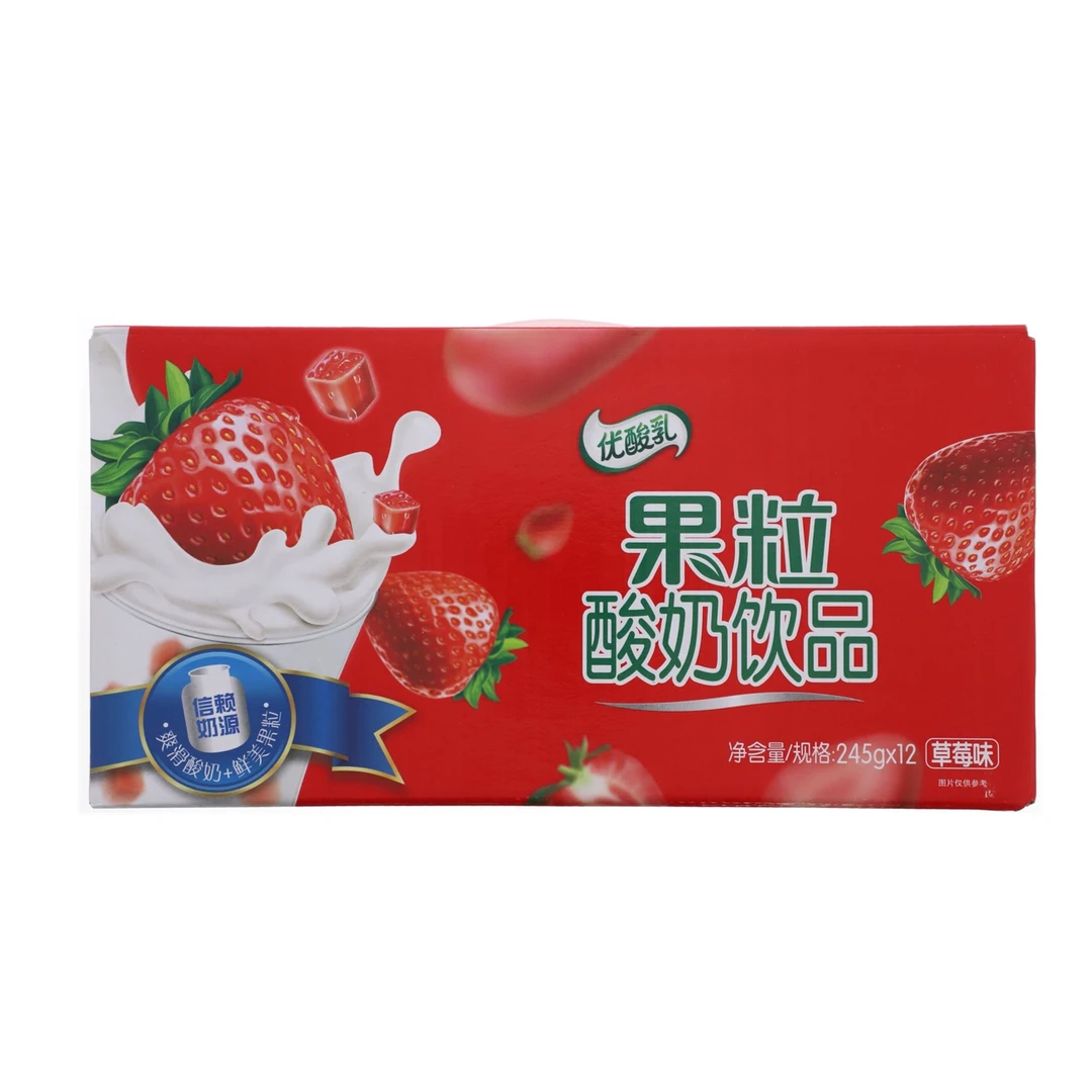 【9月生产】伊利优酸乳果粒草莓味245g*12盒早餐必备营养奶