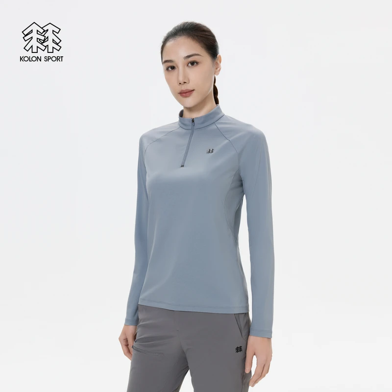 KOLON SPORT可隆女士NATURETOP半拉链长袖吸湿速干T恤透湿上衣