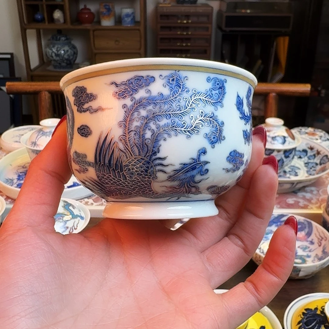 杯重工描金银点工五凤炉式杯