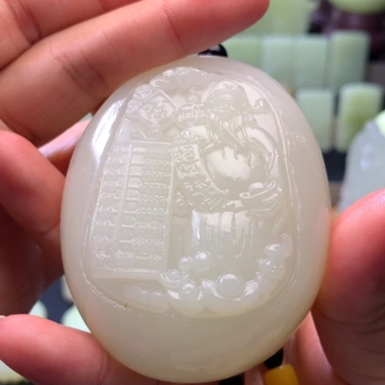 石材方解石手把件