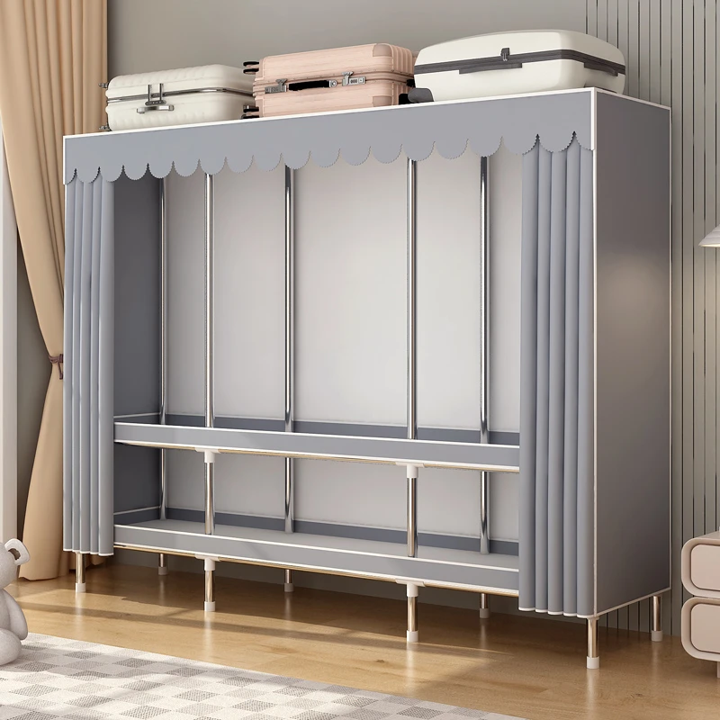简易衣柜家用卧室出租房专用布衣柜钢管加粗加厚结实耐用收纳柜子