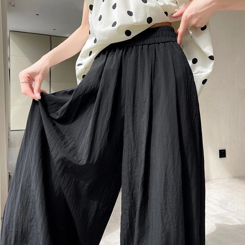 冰丝阔腿裤夏季2024薄款高腰显瘦垂感凉凉小个子宽松九分灯笼裤女