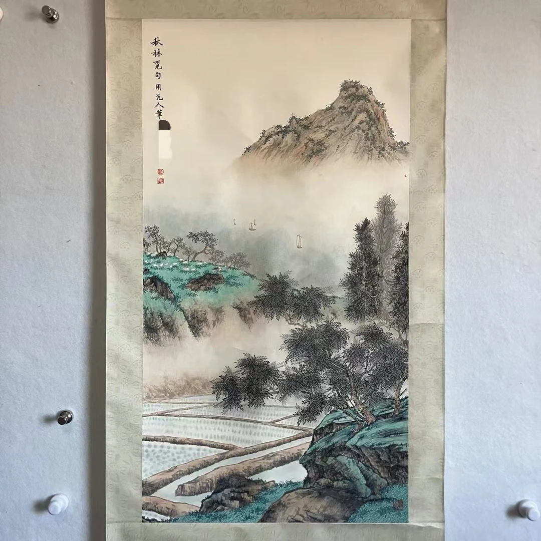 ZX095秋林觅句  纸本设色立轴 92×49cm