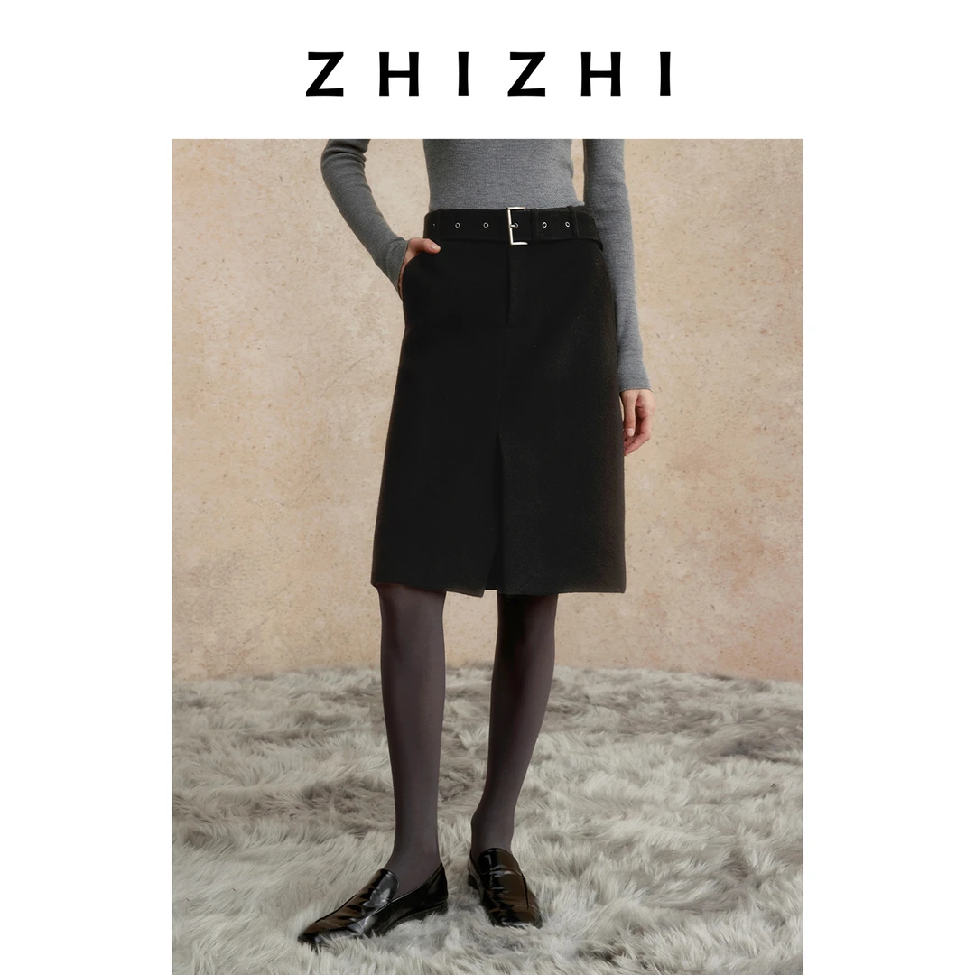 致知 国香慢 极简中长半裙女显瘦高腰百搭时尚ZZ2DWWBY014