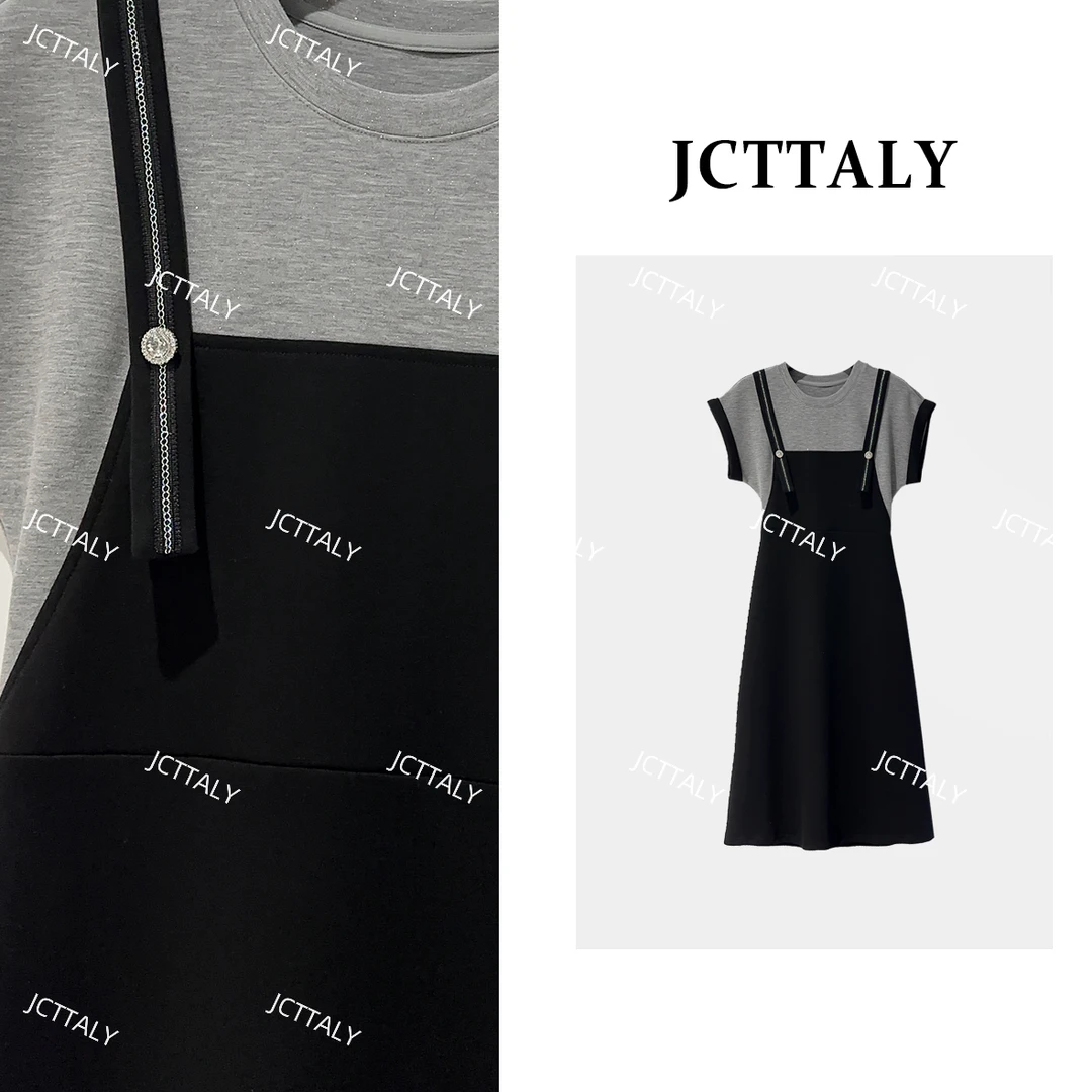 【Linda专属】【26】春夏新款女装轻奢修身短袖连衣裙夏拼接JC-A3643