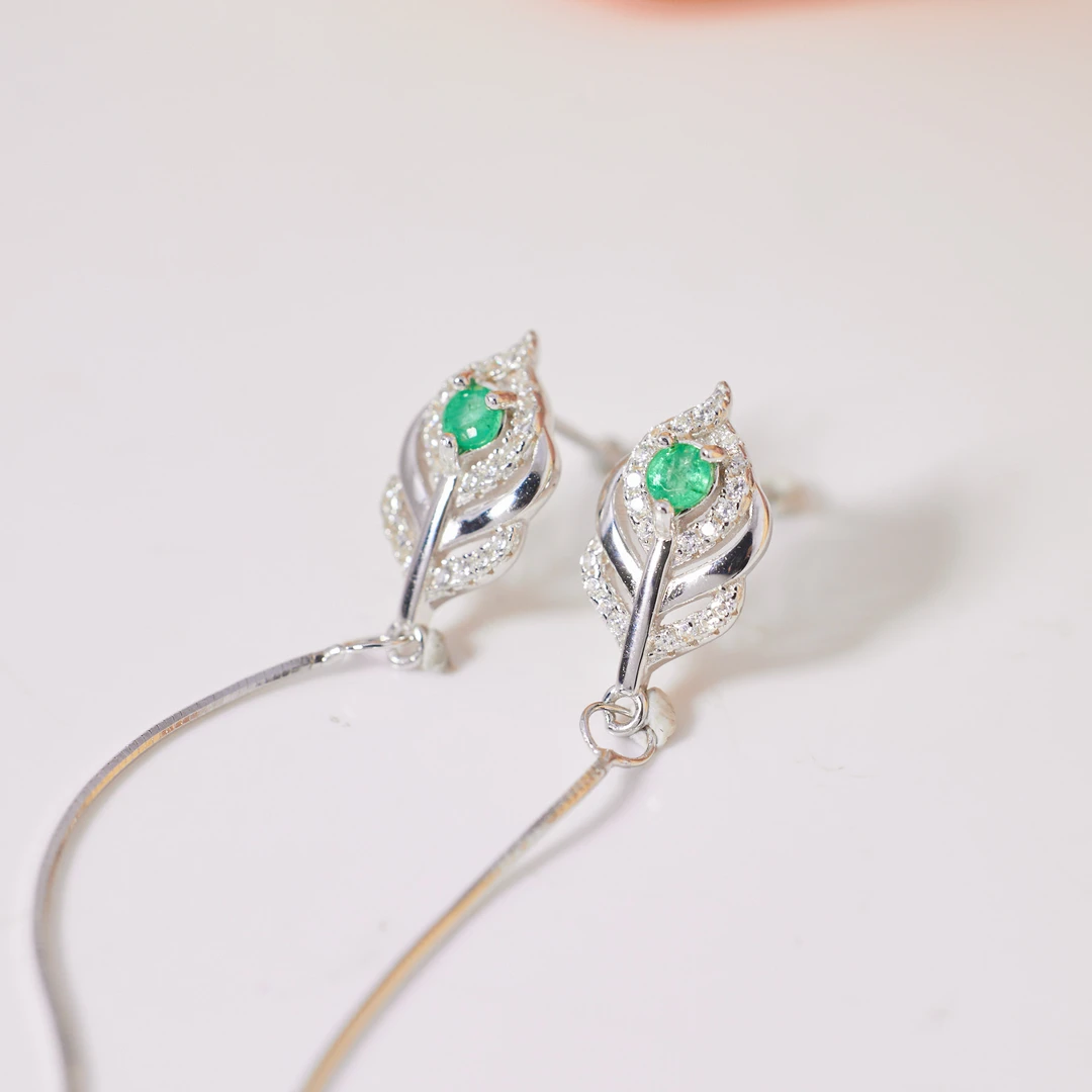 【玉峰珠宝丨安娜严选】祖母绿耳饰S925银【L7913】多样性发一