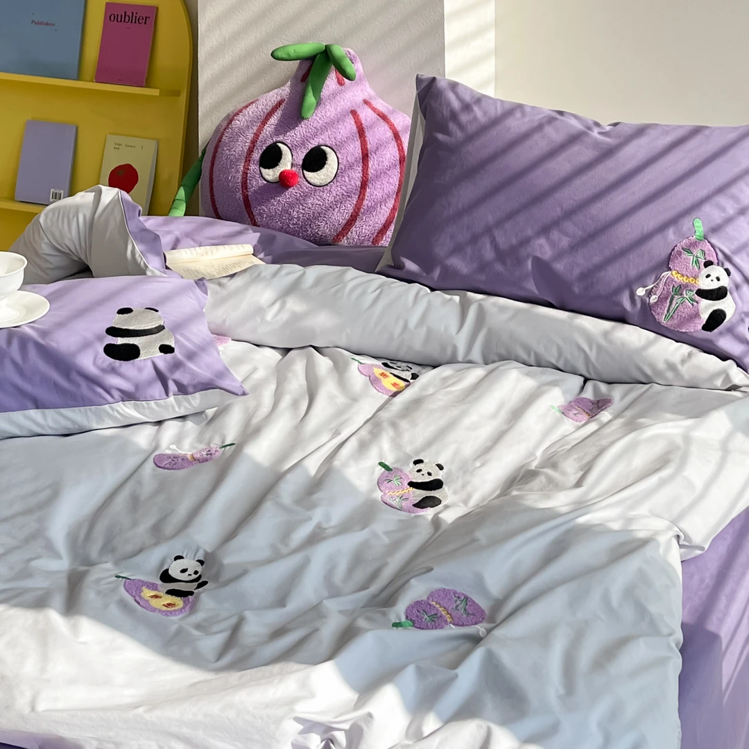 福禄双全  原创纯棉水洗棉毛巾绣四季款刺绣柔软舒适裸睡床品套件