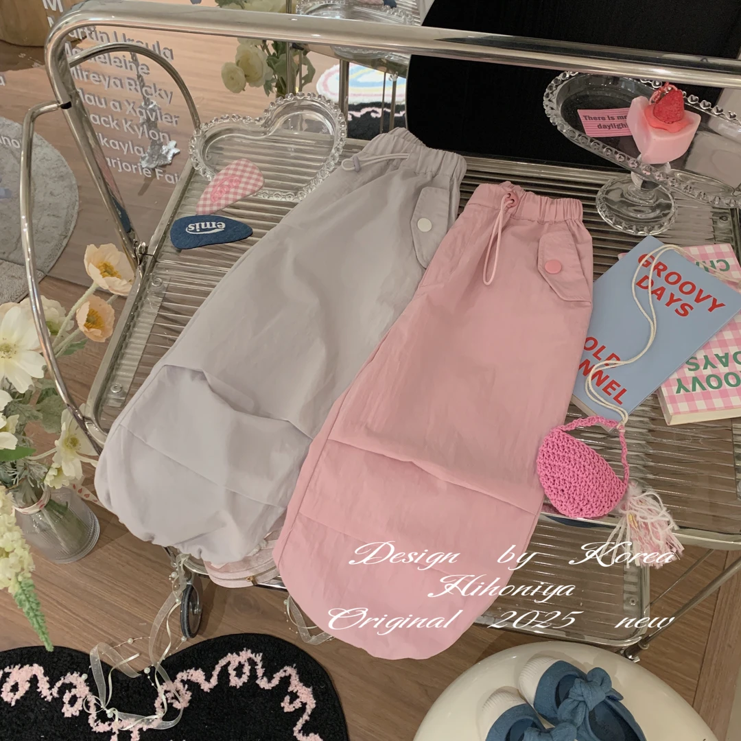 【酷飒女孩】二Hihoniya~2025春季欧若风亲子宽松显瘦韩版工装裤