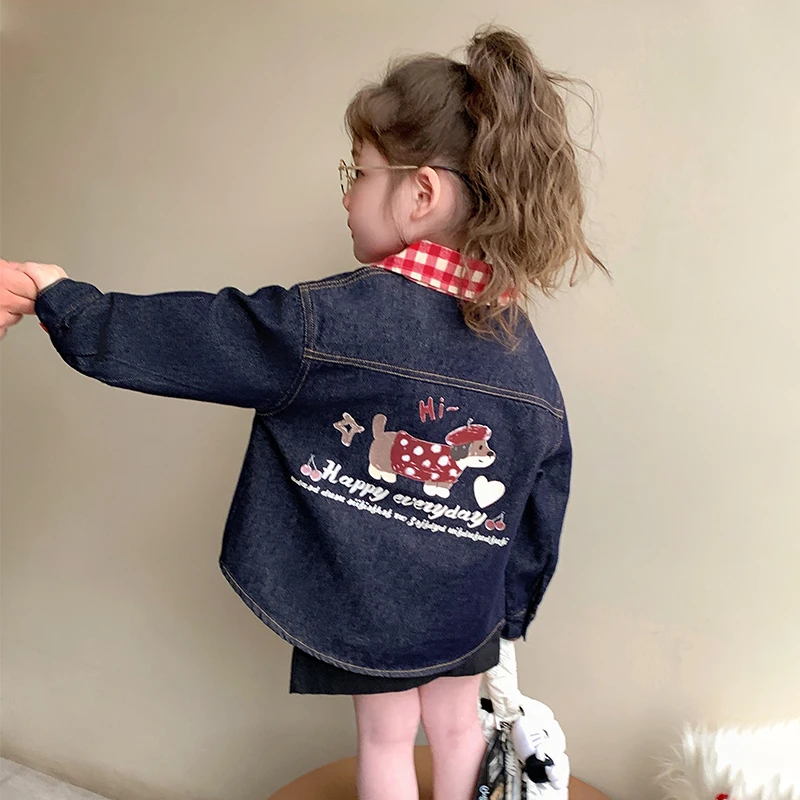 女童牛仔衬衫外套春季2025新款洋气时髦儿童春装衣服宝宝春秋上衣
